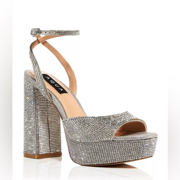 Maripe Leilani Women's Platform Sandals - Chunky High Heel, Open Toe, Rhinestone Ankle Strap